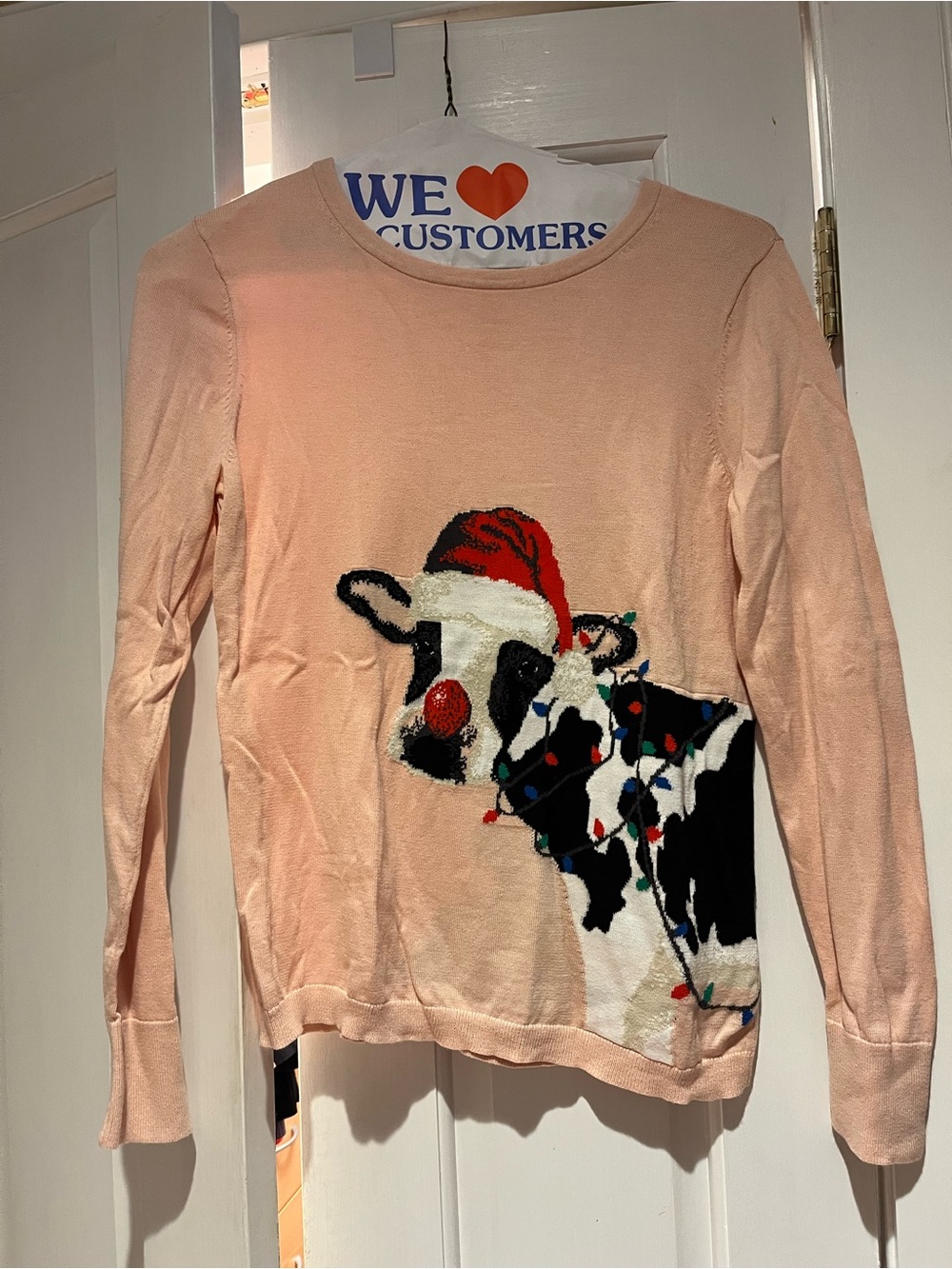 Lands end Christmas cow sweater